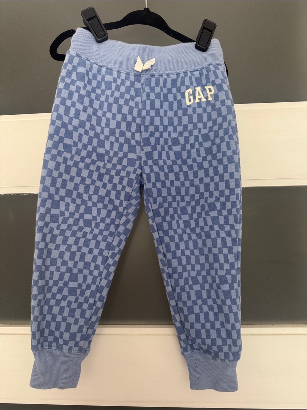 GAP Kids Light Blue Checker Knit Joggers